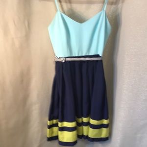Size small colorful dress with belt and zipper